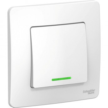 1-клавишный выключатель SCHNEIDER ELECTRIC BLANCA (cх.1) с подсветкой, 10А, 250B, БЕЛЫЙ