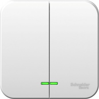 2-клавишный выключатель SCHNEIDER ELECTRIC BLANCA с монтажной пластиной, 6А, 250B, БЕЛЫЙ