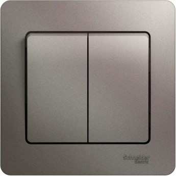 2-клавишный выключатель SCHNEIDER ELECTRIC GLOSSA, сх.5, 10АХ, в сборе, ПЛАТИНА