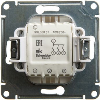 3-клавишный выключатель SCHNEIDER ELECTRIC GLOSSA, сх.1+1+1, 10АХ, механизм, ПЕРЛАМУТР