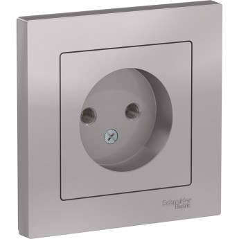 Розетка SCHNEIDER ELECTRIC ATLASDESIGN без заземления, в сборе, алюминий
