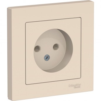 Розетка SCHNEIDER ELECTRIC ATLASDESIGN без заземления, в сборе, бежевый