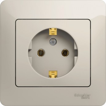 Розетка SCHNEIDER ELECTRIC GLOSSA с заземлением, в сборе, молочный