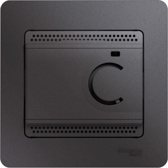 Термостат электрический SCHNEIDER ELECTRIC GLOSSA теплого пола с датчиком,от+5до+50°C,10A,в сборе, ГРАФИТ