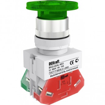 Выключатель кнопочный, грибовидный толкатель с фиксацией SCHNEIDER ELECTRIC DEKRAFT AEAL ?22 мм Цвет: зеленый