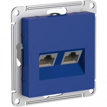 Розетка компьютерная 2-местная SCHNEIDER ELECTRIC ATLASDESIGN RJ45+RJ45 кат.5E механизм, аквамарин