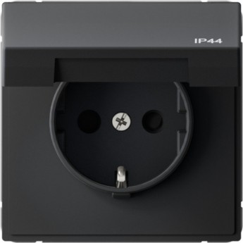 Розетка SCHNEIDER ELECTRIC ARTGALLERY GAL441046 16А IP44 с заземлением, шторки, с крышкой, механизм, карбон