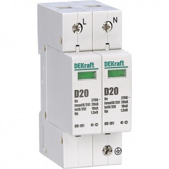 Ограничитель перенапряжения SCHNEIDER ELECTRIC DEKRAFT ОП101-2P-020-D-275 Ограничитель перенапряжения SCHNEIDER ELECTRIC DEKRAFT ОП101-2P-020-D-275