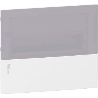 Щит встраиваемый SCHNEIDER ELECTRIC MINI PRAGMA с дымчатой дверцей 1РЯД/12МОД,IP40,IK07,63А,2 клеммы,Италия